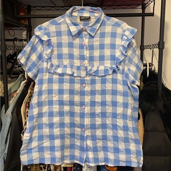 Lazy Oaf Ruffle Gingham Check Shirt - Picture 4 of 7